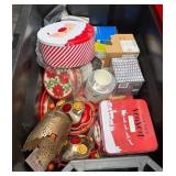K - BIN OF DECORATIVE TINS & MORE (P189)