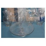 K - FOUR GLASS VASES & PEDESTAL PLATE (P197)