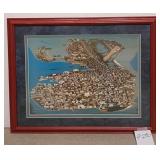 K - KEY WEST PICTORIAL MAP FRAMED (P270)