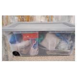 K - BIN WITH PAPER GOODS & CLEANING SUPPLIES (S81)