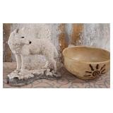 K - WOLF FIGURINE & BOWL (S36)