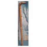 K - CARVED WOOD WALKING CANE (P75)