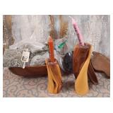 K - DECORATIVE WOODEN CANDLE HOLDERS (S136)