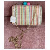 43 - COLORFUL STRIPED CLUTCH WITH CHAIN (W30)