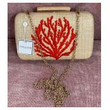 43 - STRAW CLUTCH WITH RED CORAL (W29)