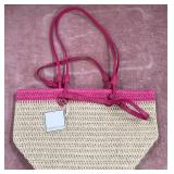 43 - SHIRALEAH PINK STRAW TOTE BAG (W22)