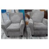 11 - PAIR PATTERNED UPHOLSTERED ARMCHAIRS