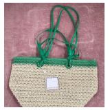 43 - SHIRALEAH GREEN STRAW TOTE BAG (W21)