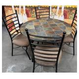 11 - SLATE TABLE WITH BLACK LADDER CHAIRS
