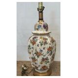 483 - FLORAL CERAMIC TABLE LAMP NO SHADE