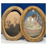 N - TWO VINTAGE PRINTS IN OVAL FRAMES (G36)