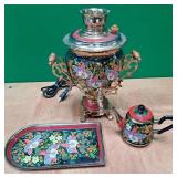 SW - HANDPAINTED UKRAINE FOLK ART SAMOVAR SET