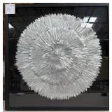 326 - FEATHER 'FLOWER' ARTWORK FRAMED 31'SQ (P9)