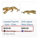 11 - MODERN GOLD LEOPARD SCULPTURE FIGURE