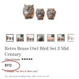 11 - BRASS OWL FIGURINES AND CANNON