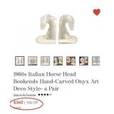 11 - GREEN ONYX HORSE BOOKENDS PAIR