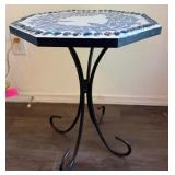 393 - OCTAGONAL ACCENT TABLE WITH MOSAIC TOP