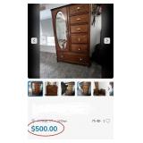 393 - VINTAGE ARMOIRE WITH MIRROR
