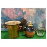 11 - VINTAGE OIL LAMP, PITCHER, ICE BUCKET (M124)