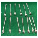 11 - VINTAGE SILVER PLATE COCKTAIL FORKS (M151)