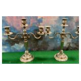 11 - TWO SILVER-PLATED CANDELABRA (M136)