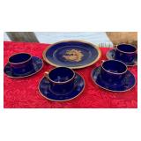 11 - LIMOGES PORCELAIN PLATE, TEACUPS & SAUCERS (C