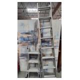 11 - LOT OF TWO FOLDING ALUMINUM LADDERS (B2)