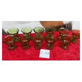 11 - VINTAGE INDEPENDENCE GLASS GREEN GOBLETS