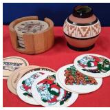 N - COASTERS & POTTERY VASE (N67)