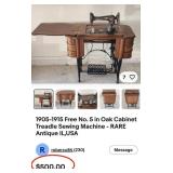 11 - ANTIQUE FREE BRAND TREADLE SEWING MACHINE
