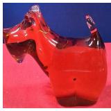 N - ART GLASS DOG FIGURINE N85)