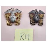 502 - STERLING SILVER U.S. NAVY OFFICER CAP PINS