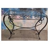 11 - WROUGHT IRON & GLASS ACCENT TABLE
