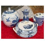 11 -  FOUR PIECES JAPANESE BLUE & WHITE WARE (C43)