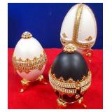 N - THREE COLLECTIBLE EGG TRINKET BOXES (N112)