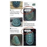 STERLING S. TURQUOISE MARKED DLW NAVAJO ARTIST 72G