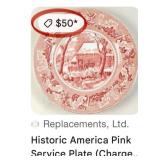 11 - JOHNSON BROS PINK TRANSFERWARE DISHWARE