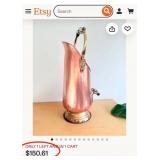 N - VINTAGE HAMMERED COPPER COAL SCUTTLE (N7)