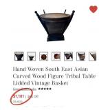 11 - VINTAGE INDONESIAN KETAK GRASS BASKET (B63)
