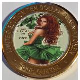 4 QUEENS CASINO - $10 .999 SILVER TOKEN (1)