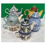 11 - FIVE COLLECTIBLE TEAPOTS (D19)