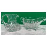 11 - CRYSTAL PITCHER & SAUCE BOAT (D18)