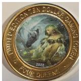 4 QUEENS CASINO - $10 .999 SILVER TOKEN (2)