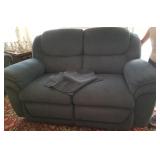 14 - PLUSH BLUE LOVESEAT SOFA