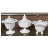 N - MILK GLASS CANDY DISHES