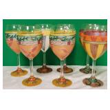 11 - SET OF SIX HAND-PAINTED STEMWARE (D106)