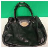 11 - ESCADA BLACK LEATHER HANDBAG (D125)