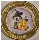 4 QUEENS CASINO - $10 .999 SILVER TOKEN (4)