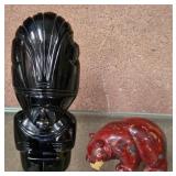 N - CARVED FIGURE AND BEAR