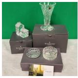 11 - WATERFORD CRYSTAL VASE, FIGURINE & BOX (D97)